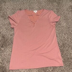 BKE Blush Pink v neck top
